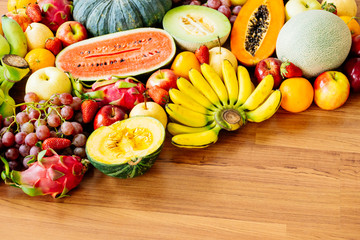 Assorted and mixed fruits