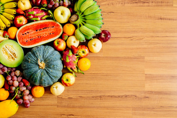 Assorted and mixed fruits