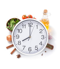 wall clock and food herbs and spices