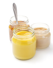 mustard sauce collection on white