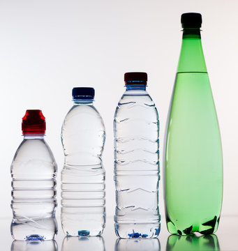 Plastic bottles of water isolated on a white background