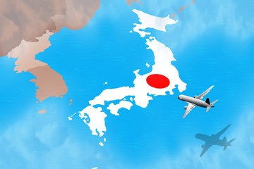 Flight to Japan illustration for a tourism business