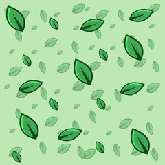 Green leaf pattern background vector.