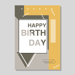 Happy Birthday Memphis style vector design for greeting card