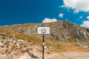 Basketball court on the mountain in Durmitor National Park, Montenegro