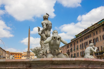 Fototapeta na wymiar Fountain on the Navona square, Rome, Italy
