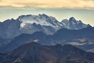 Passo Falzarego, Dolomites, Italy - view from the top of the Rifugio Lagazuoi