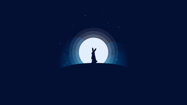 Lonely Rabbit Searches for Love Concept Background 