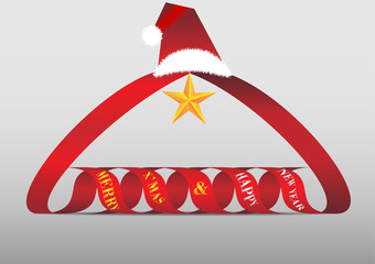Red Christmas ribbon for Christmas and new year festival. Vector EPS10