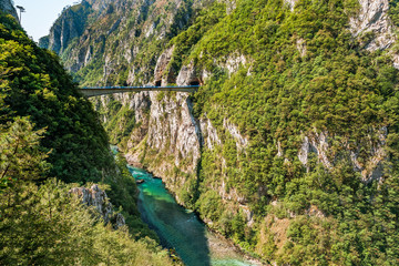 Bridge is above the Piva river in Montenegro