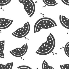 Watermelon seamless pattern background icon. Business flat vector illustration. Juicy ripe watermelon fruit sign symbol pattern.