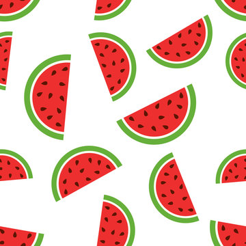 Watermelon seamless pattern background icon. Business flat vector illustration.  Juicy ripe watermelon fruit sign symbol pattern.