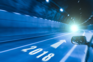 2018 happy new year,tunnel in the night