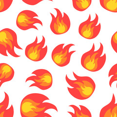 Flame fire seamless pattern background icon. Business flat vector illustration. Flame sign symbol pattern.