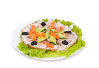 Chinese food. Smoked pork, clipping path.
