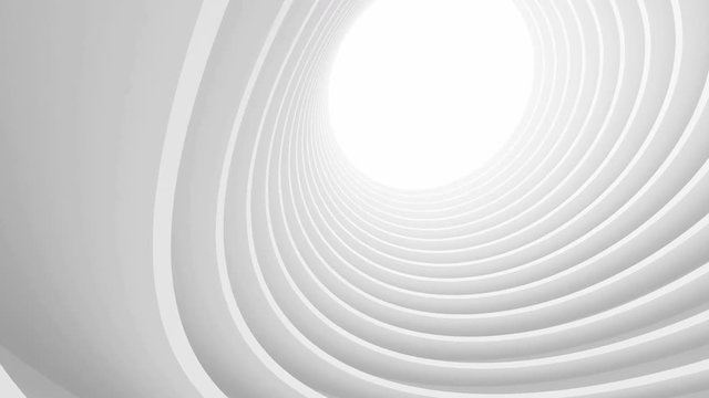 White Modern Circular Background. Surreal Tunnel Building Concept