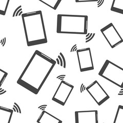 Smartphone seamless pattern background icon. Business flat vector illustration. Phone sign symbol pattern.