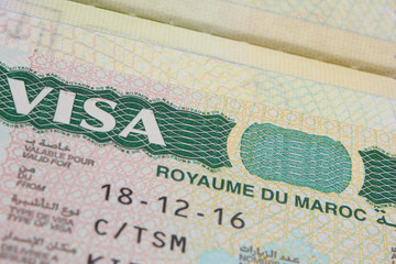 Morocco Visa on the Passport