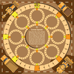 Ore extraction in the mine. Board game. Vector design for app game user interface.