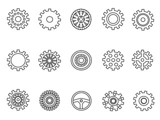 gears outline icons set