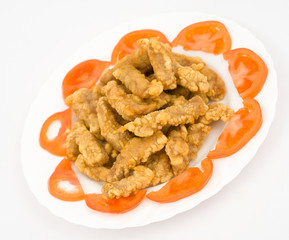 Chinese food. Meat fried in batter.