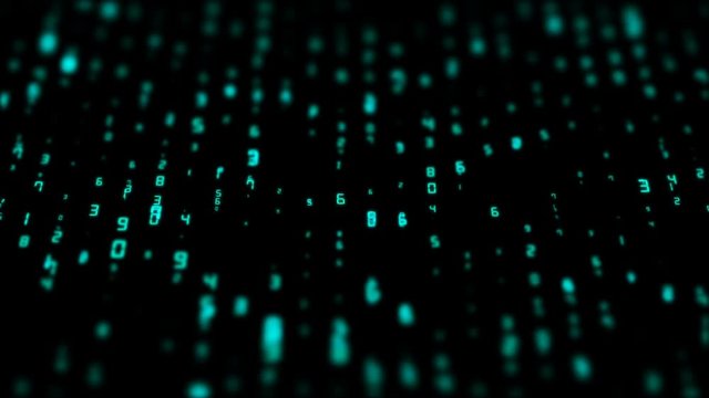 vertical motion of green numbers. cinematic background. seamless loop.