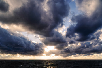Dramatic sunset sky over the sea