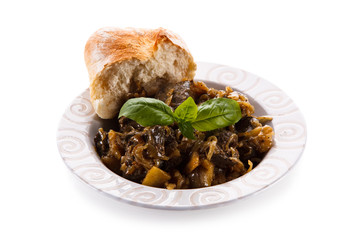 Fried chicken liver on white background