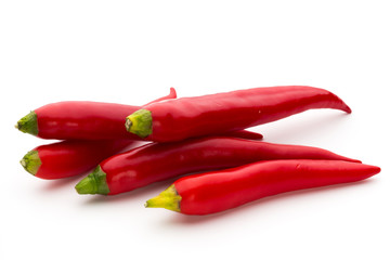 Red chilli pepper isolated on a white background.