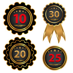 Set of anniversary signs. The emblem with the date. Vector