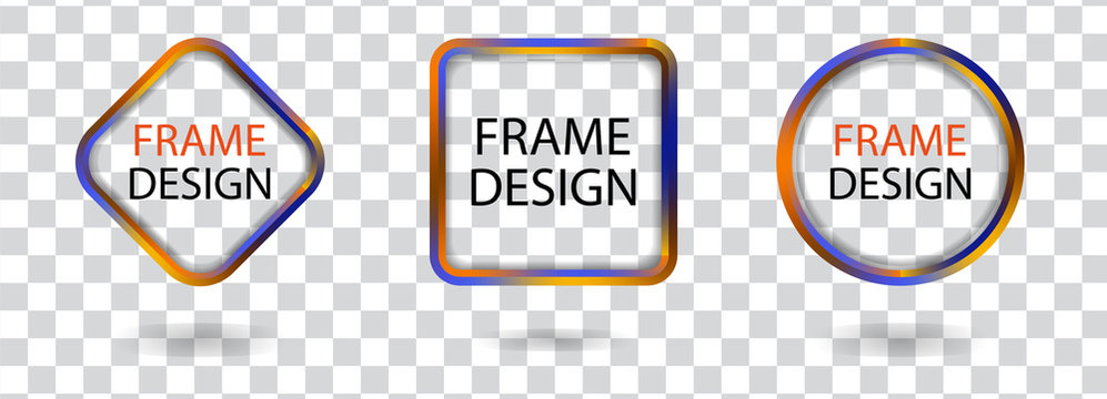 Set geometric frames on a transparent background. Decorative modern design elements. Vector