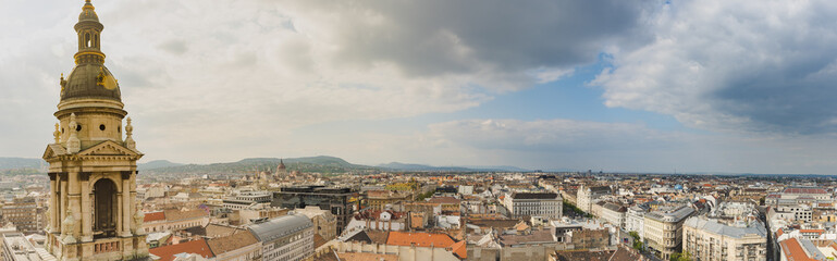 Fototapeta na wymiar Panoramic view of Budapest from the dome of the cathedral