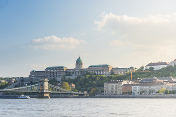 Fototapeta na wymiar Buda Castle and Chain Bridge in Budapest