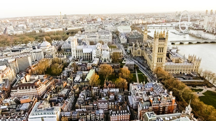 Aerial View Photo of Big Ben aka City of Westminster in London, England UK at Dawn Time Early...