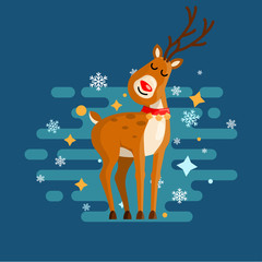Merry Christmas deer for your festive design. Vector illustration