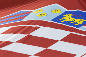 Fototapeta na wymiar Croatian flag close up background