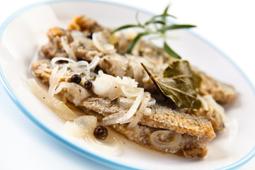 Fish dish - fried herring in vinegar 