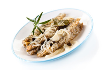 Fish dish - fried herring in vinegar 
