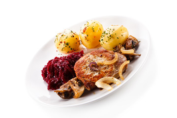 Fried pork chop with potatoes