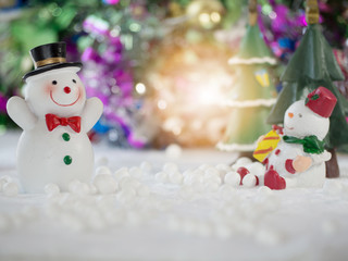 Merry Christmas! Christmas Greeting Card Template with Festive Snowman with a Red Hat, Snowman Waving Hand on White Snow Background, Christmas and New Year Greeting Cards, Christmas Gift Tag