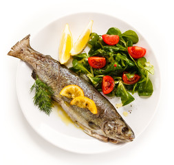 Fish dish - roasted trout with vegetables