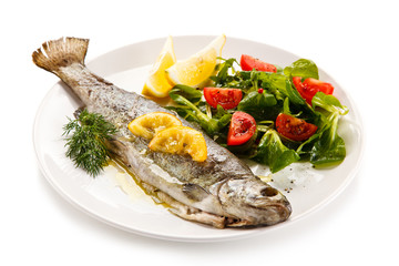Fish dish - roasted trout with vegetables