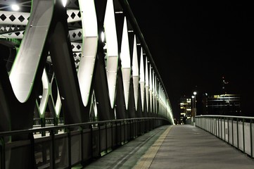 metal tram bridge in the night - 180429328