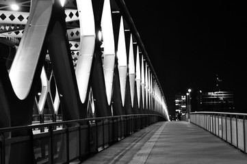 metal tram bridge in the night - 180429339