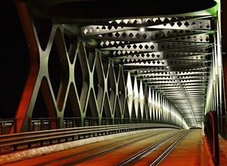 metal tram bridge in the night - 180429341