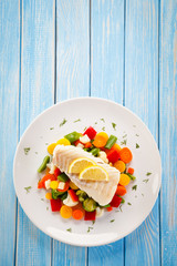 Fish dish - fried fish fillet and vegetables
