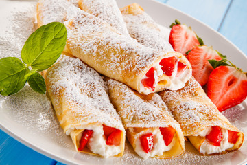 Sweet crepes with fruits