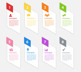 Infographic design business concept vector illustration with 8 steps or options or processes represent work flow or diagram for annual report or presentation