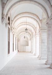 Fototapeta na wymiar White archway in Igreja and Convento da Graca in Lisbon.
