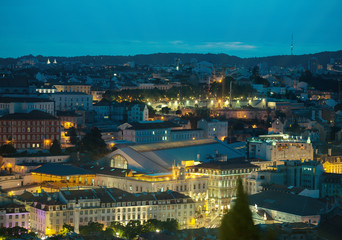 Aerial view of Rossio Train Station in Lisbon.